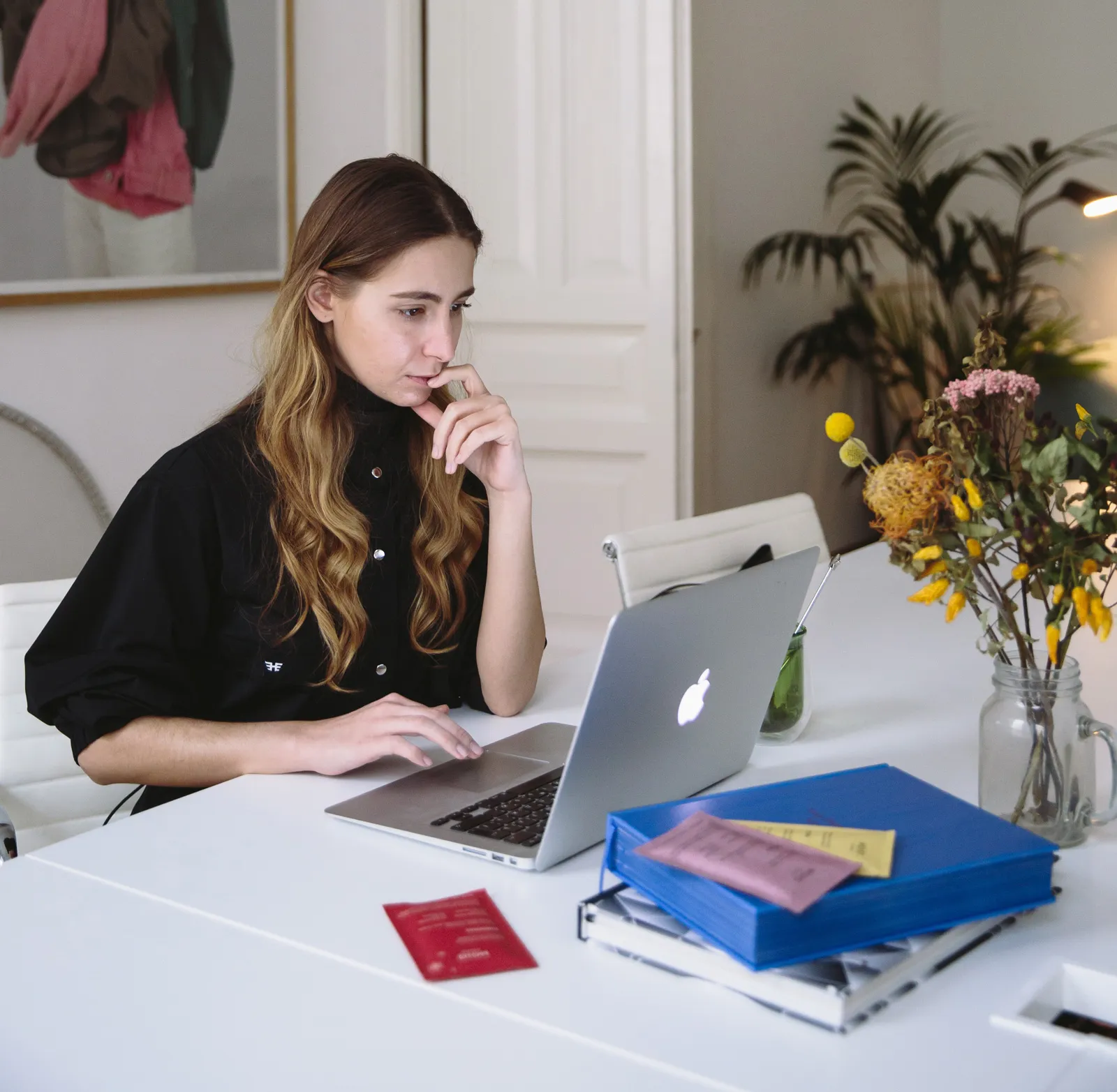 Woman working on laptop