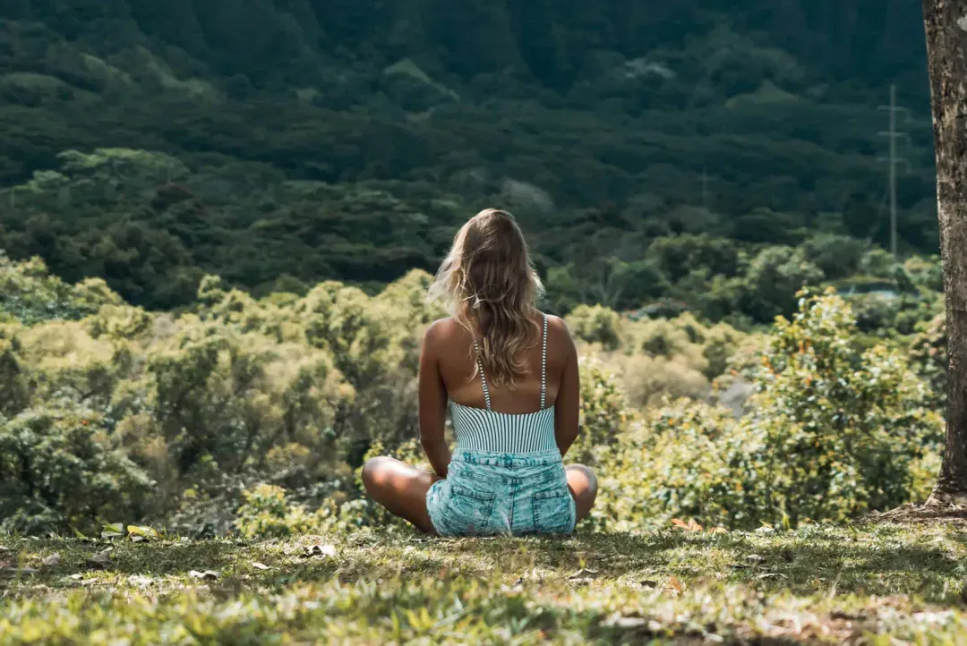 a women meditating