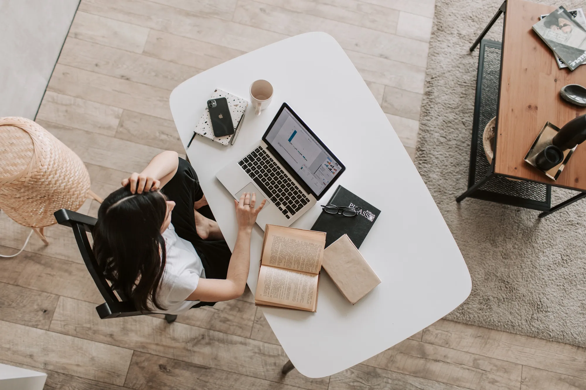 Woman working on a laptop
